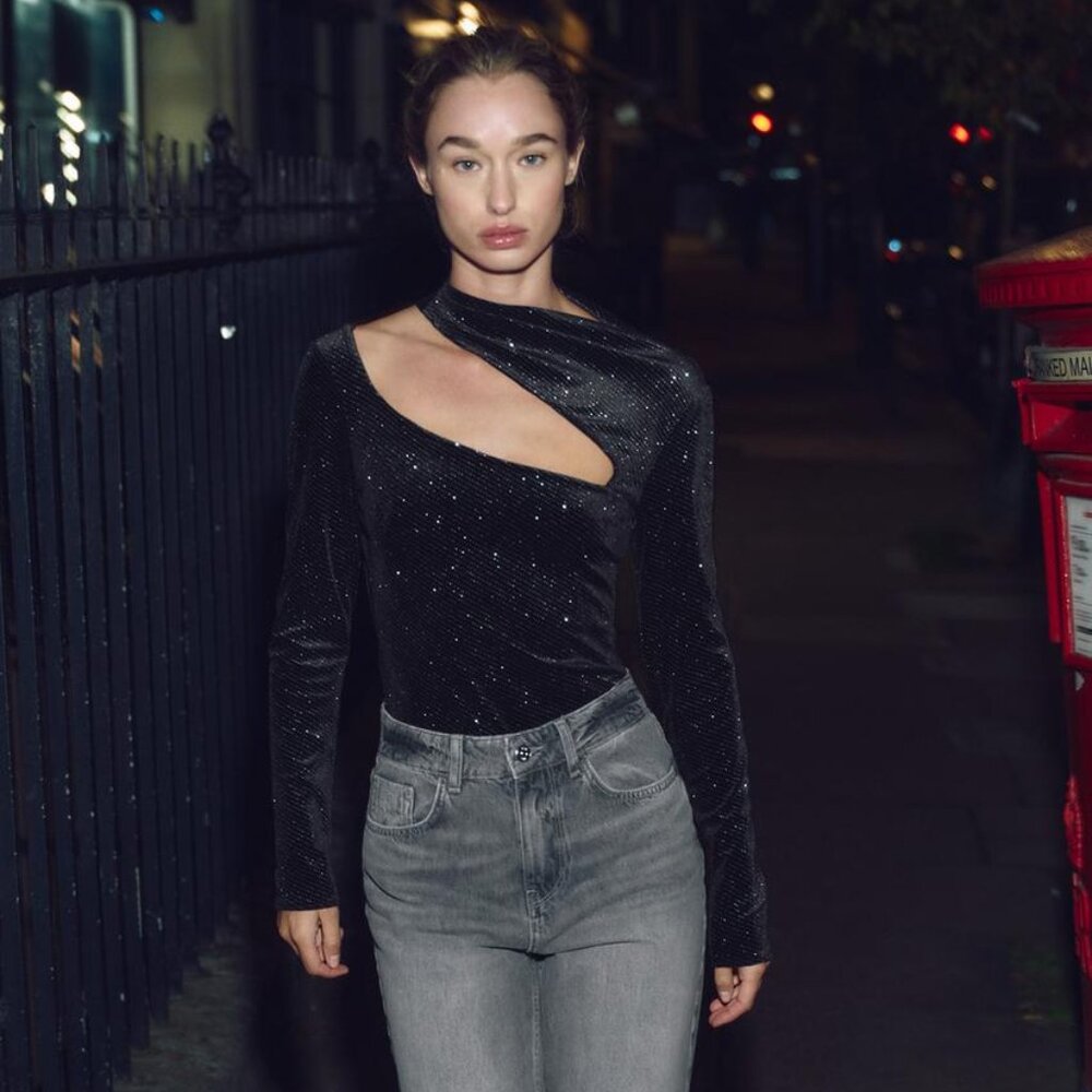 Shine Velvet Bodysuit - Black - new with tags (size XS)